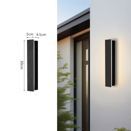 Brilagi - LINEAR LED Outdoor Wall Light, 8W/230V, 3000K, IP65, 30 cm, Black, CRI 90