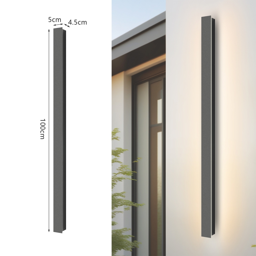 Brilagi - LINEAR LED Outdoor Wall Light, 22W, 230V, 4000K, IP65, 100 cm, Anthracite, CRI 90