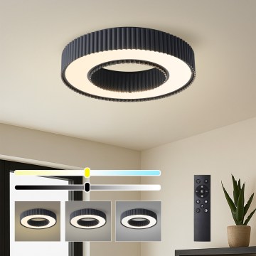 Brilagi - LUMIX Dimmable LED Ceiling Light LED/48W/230V 3000-6000K, Black, dia. 50 cm + Remote Control