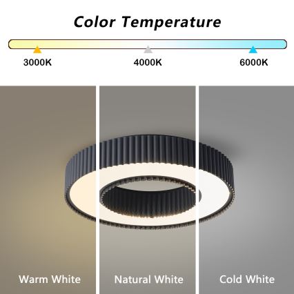 Brilagi - LUMIX Dimmable LED Ceiling Light LED/48W/230V 3000-6000K, Black, dia. 50 cm + Remote Control