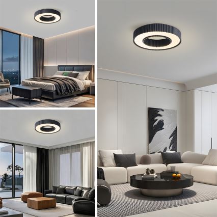 Brilagi - LUMIX Dimmable LED Ceiling Light LED/48W/230V 3000-6000K, Black, dia. 50 cm + Remote Control