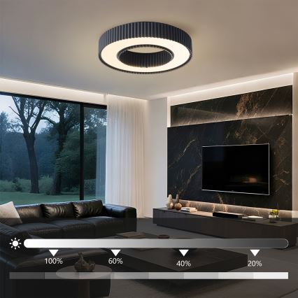 Brilagi - LUMIX Dimmable LED Ceiling Light LED/48W/230V 3000-6000K, Black, dia. 50 cm + Remote Control