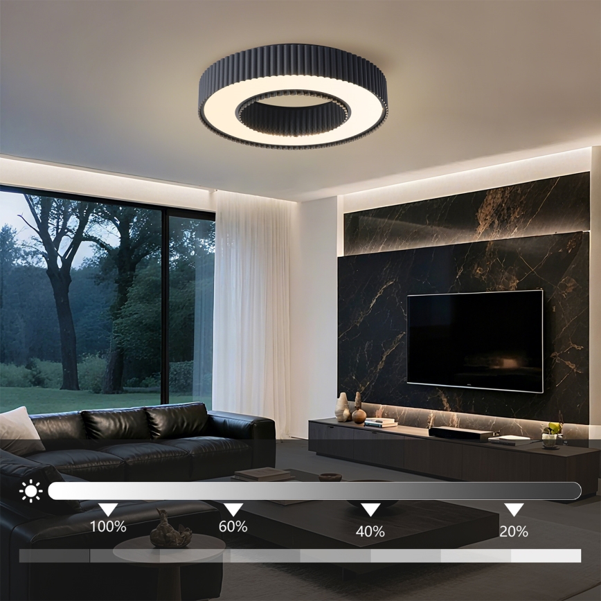 Brilagi - LUMIX Dimmable LED Ceiling Light LED/48W/230V 3000-6000K, Black, dia. 50 cm + Remote Control