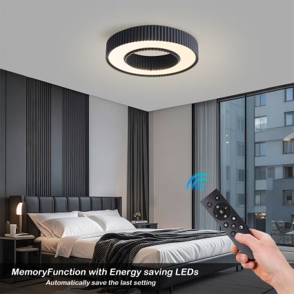 Brilagi - LUMIX Dimmable LED Ceiling Light LED/48W/230V 3000-6000K, Black, dia. 50 cm + Remote Control