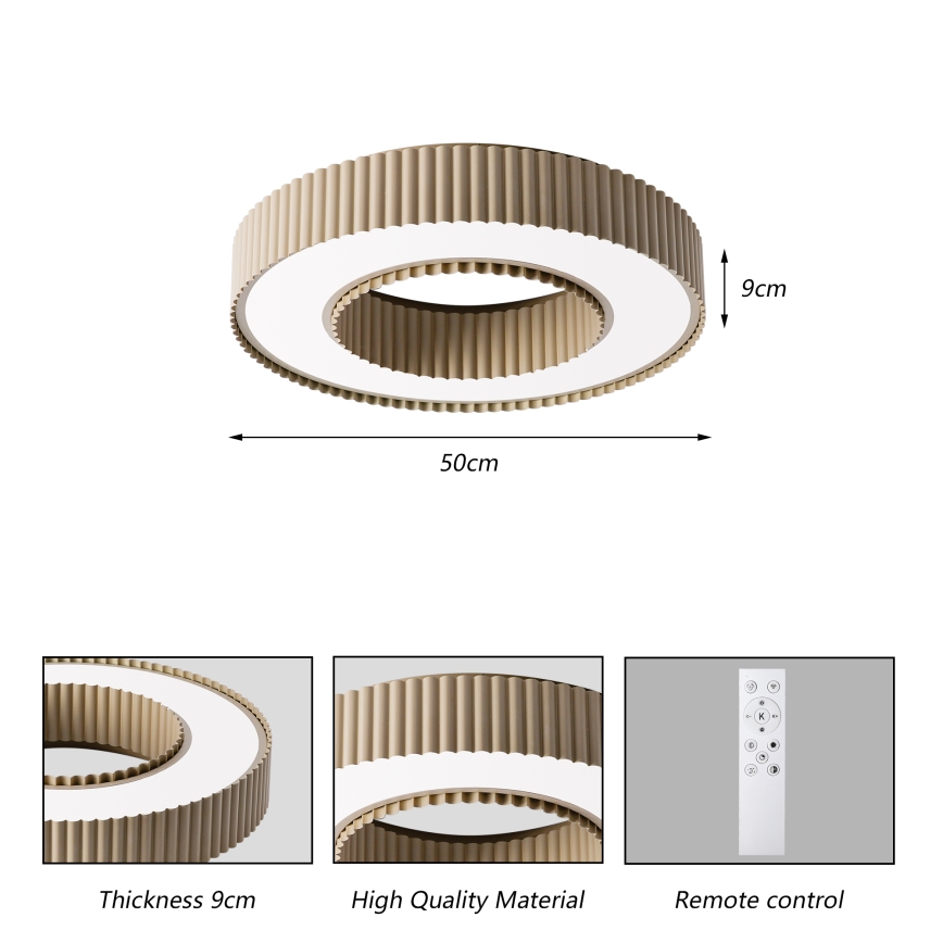 Brilagi - LED Dimmable Ceiling Light LUMIX LED/48W/230V 3000-6000K beige dia. 50 cm + remote control