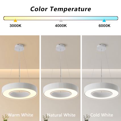 Brilagi - LUMIX Dimmable LED Pendant on Cable LED/48W/230V 3000–6000K White Ø 50 cm + Remote Control