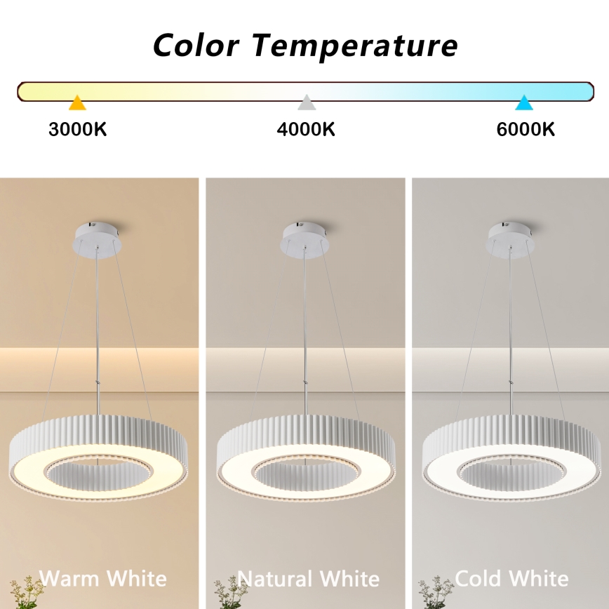 Brilagi - LUMIX Dimmable LED Pendant on Cable LED/48W/230V 3000–6000K White Ø 50 cm + Remote Control