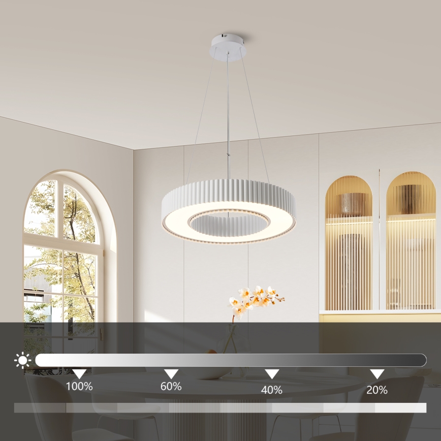 Brilagi - LUMIX Dimmable LED Pendant on Cable LED/48W/230V 3000–6000K White Ø 50 cm + Remote Control