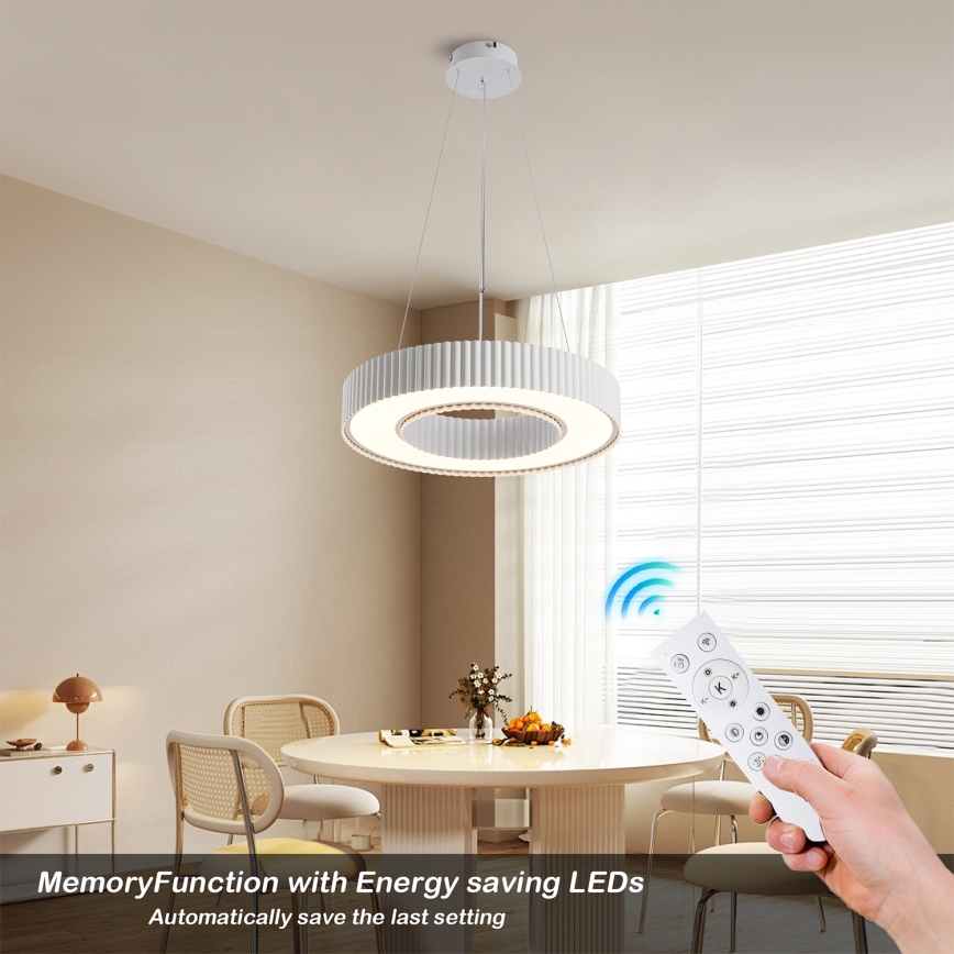 Brilagi - LUMIX Dimmable LED Pendant on Cable LED/48W/230V 3000–6000K White Ø 50 cm + Remote Control
