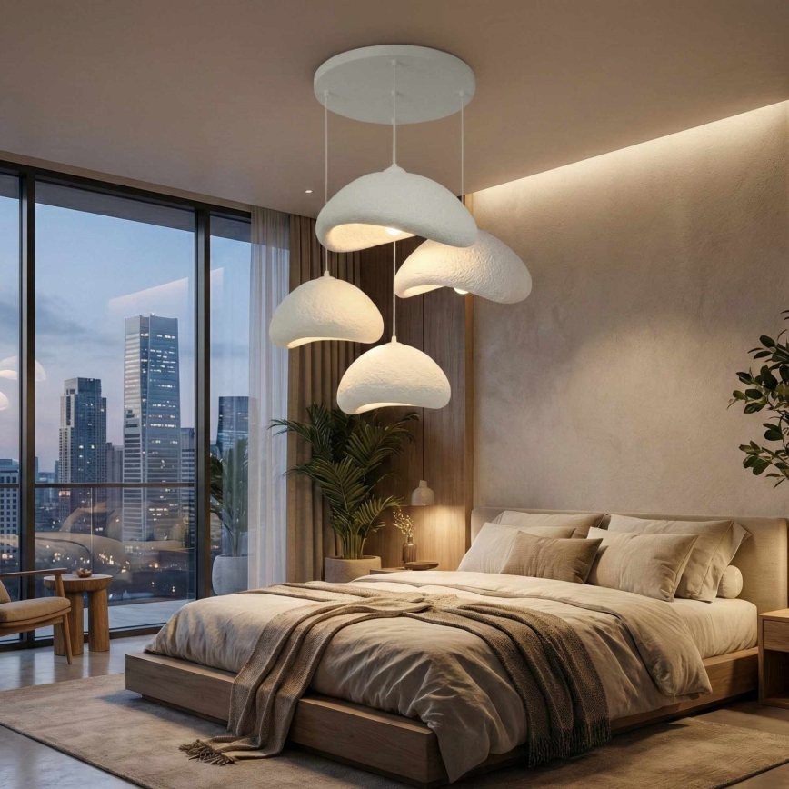 Brilagi - LUNA Cable Pendant Light 4xE27/40W/230V Ø 90 cm White