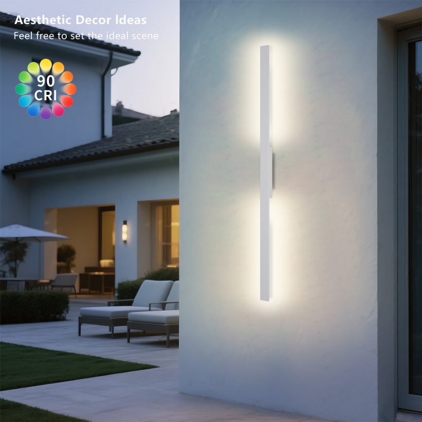 Brilagi - LUNA LED Outdoor Wall Light LED/24W/230V 3000K IP65 100 cm White CRI 90