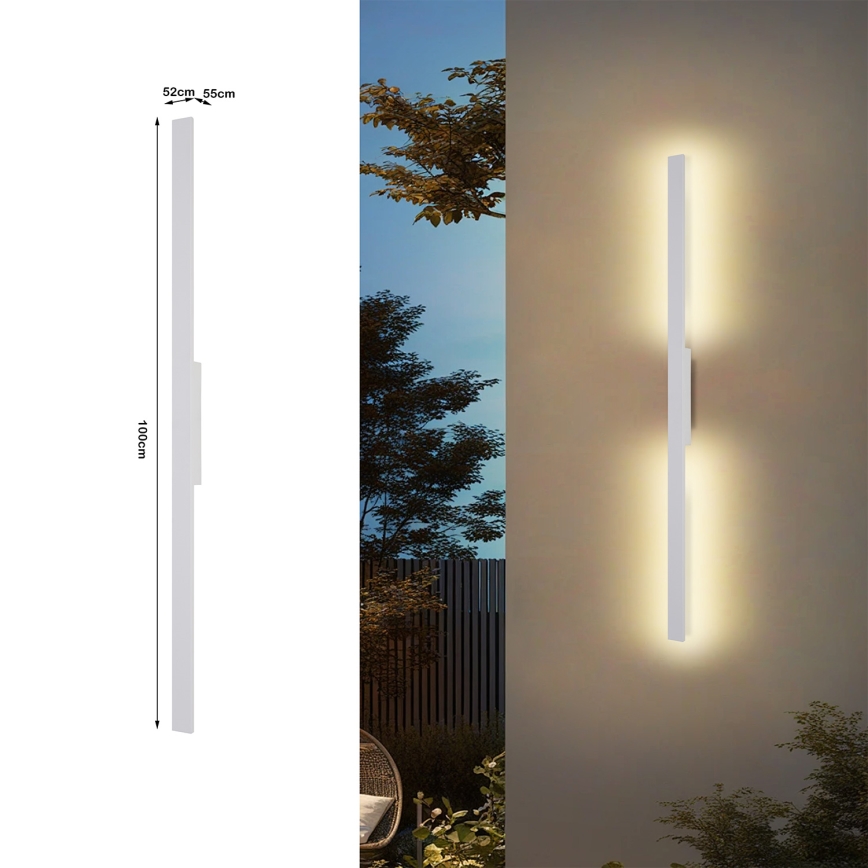 Brilagi - LUNA LED Outdoor Wall Light LED/24W/230V 3000K IP65 100 cm White CRI 90
