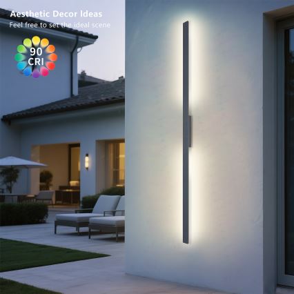 Brilagi - LUNA LED Outdoor Wall Light 30W/230V 3000K IP65 150 cm Anthracite CRI 90
