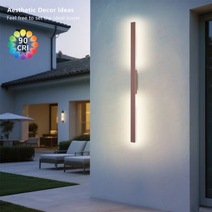 Brilagi - LUNA LED Outdoor Wall Light LED/24W/230V 3000K IP65 100 cm Brown CRI 90