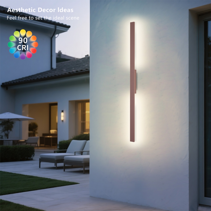 Brilagi - LUNA LED Outdoor Wall Light LED/24W/230V 3000K IP65 100 cm Brown CRI 90
