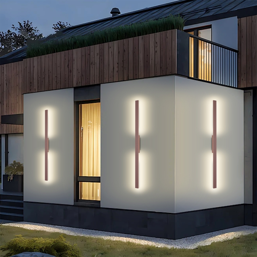 Brilagi - LUNA LED Outdoor Wall Light LED/24W/230V 3000K IP65 100 cm Brown CRI 90