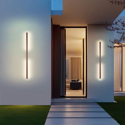 Brilagi - LUNA LED Outdoor Wall Light LED/24W/230V 3000K IP65 100 cm Brown CRI 90