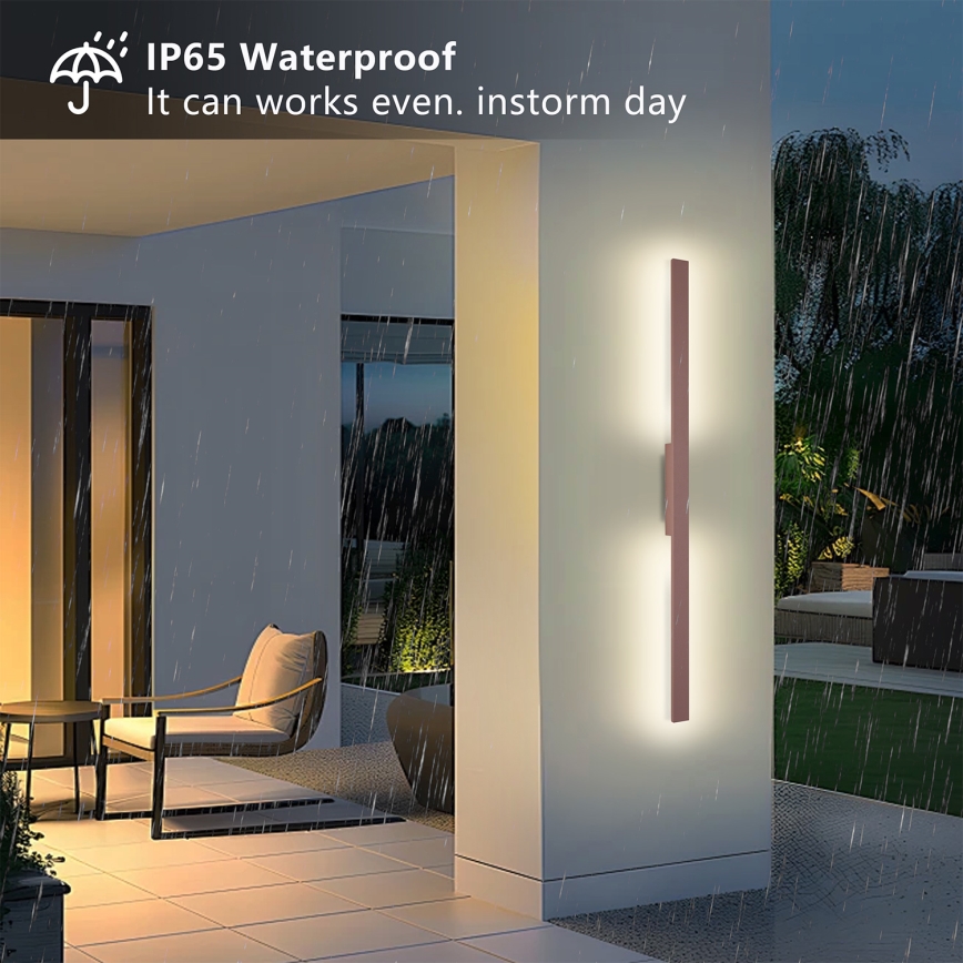 Brilagi - LUNA LED Outdoor Wall Light LED/24W/230V 3000K IP65 100 cm Brown CRI 90