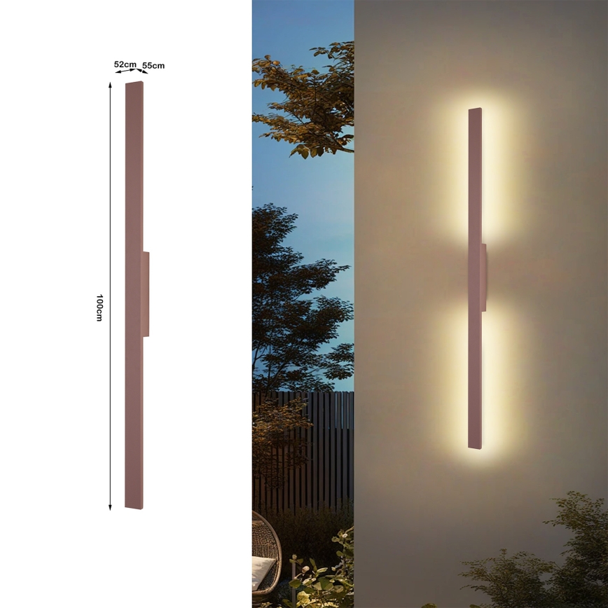 Brilagi - LUNA LED Outdoor Wall Light LED/24W/230V 3000K IP65 100 cm Brown CRI 90