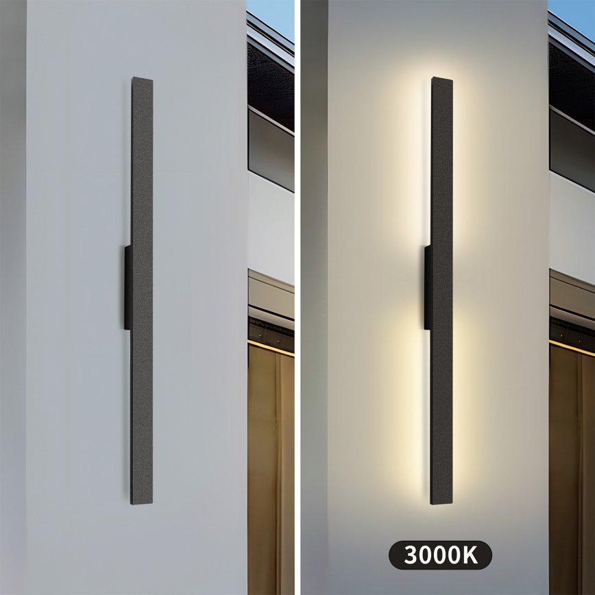 Brilagi - LED Outdoor Wall Light LUNA LED/24W/230V 3000K IP65 100 cm Black CRI 90