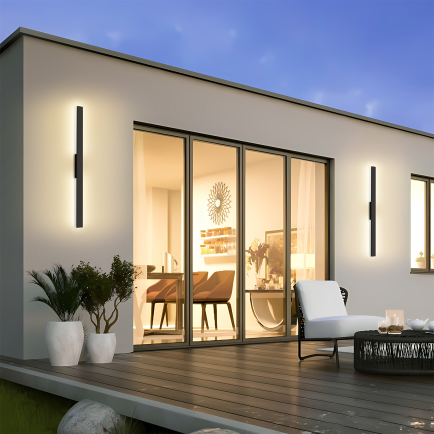 Brilagi - LED Outdoor Wall Light LUNA LED/24W/230V 3000K IP65 100 cm Black CRI 90