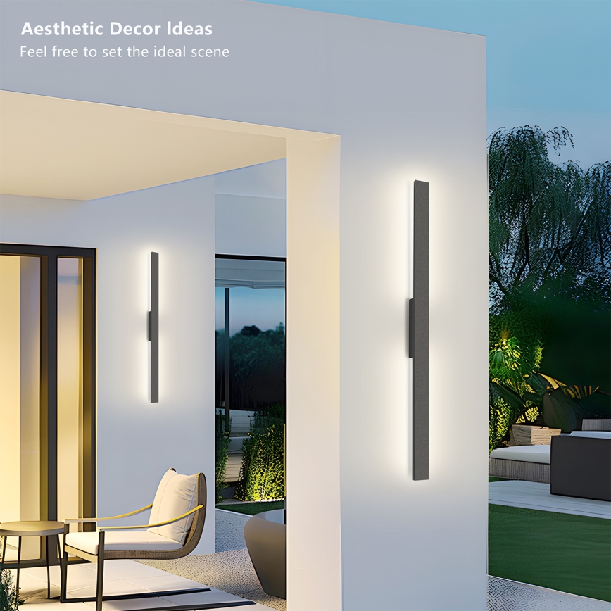 Brilagi - LUNA LED Outdoor Wall Light, 24W, 230V, 4000K, IP65, 100 cm, Anthracite, CRI 90