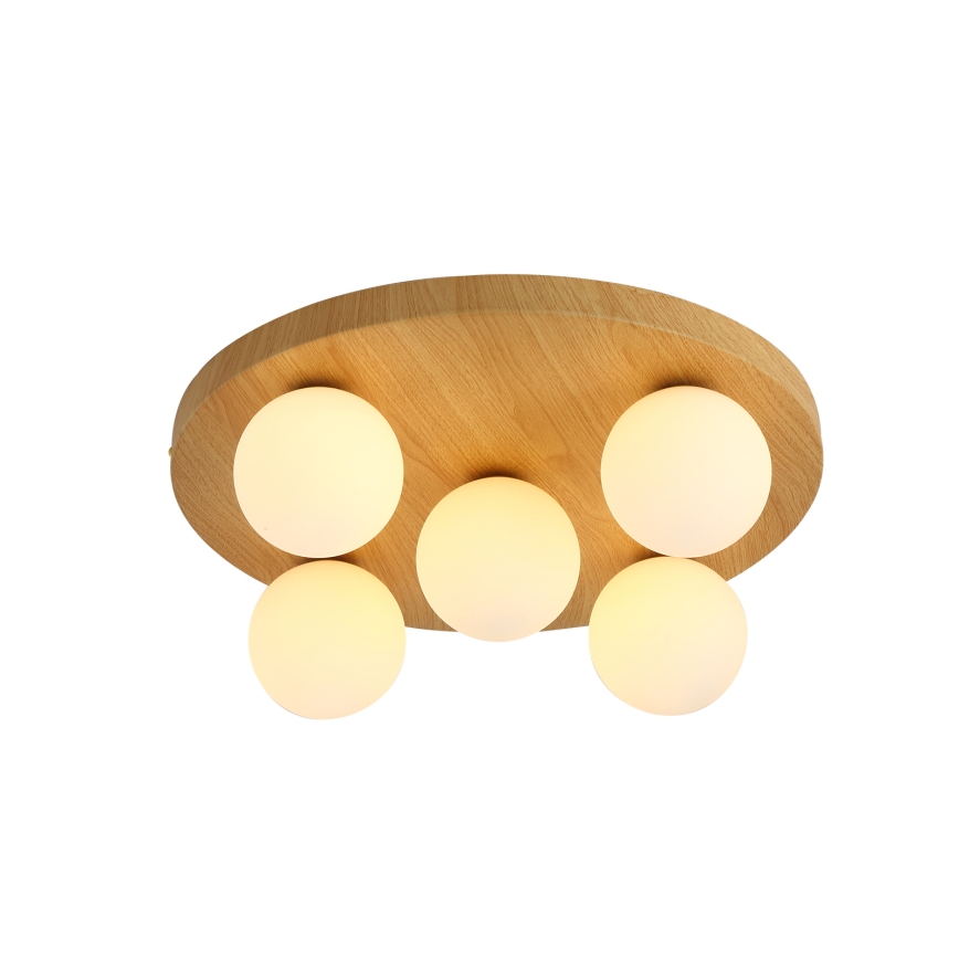 Brilagi - LUND WOOD Ceiling Light 5xG9/9W/230V Ø 40 cm Rubberwood