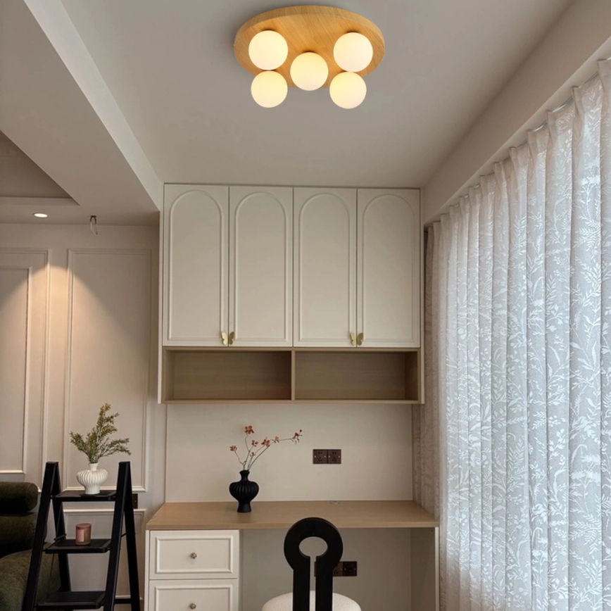 Brilagi - LUND WOOD Ceiling Light 5xG9/9W/230V Ø 40 cm Rubberwood