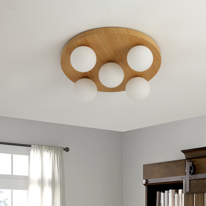 Brilagi - LUND WOOD ceiling light 5xG9/9W/230V, Ø 40 cm, wood