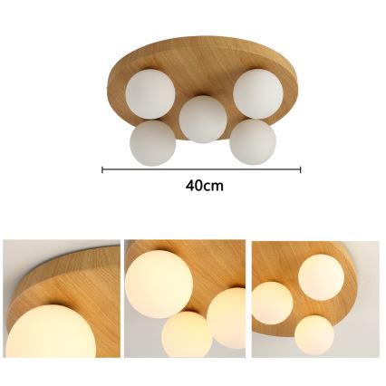Brilagi - LUND WOOD ceiling light 5xG9/9W/230V, Ø 40 cm, wood