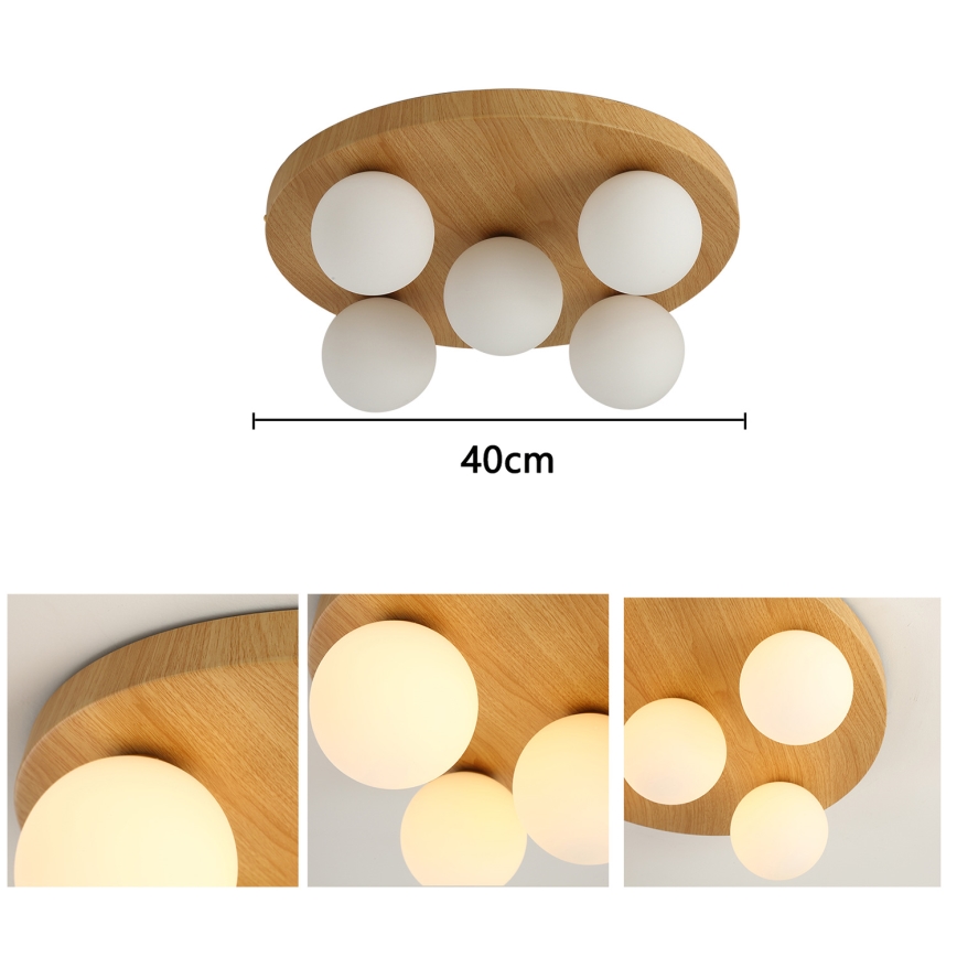 Brilagi - LUND WOOD ceiling light 5xG9/9W/230V, Ø 40 cm, wood