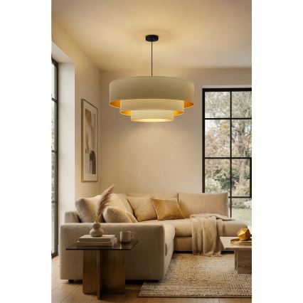 Brilagi - LUNETA cable-hung pendant lamp 3xE27/60W/230V, Ø 80 cm, cream/gold