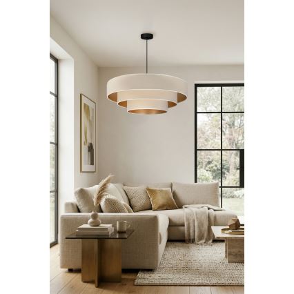 Brilagi - LUNETA cable-hung pendant lamp 3xE27/60W/230V, Ø 80 cm, cream/gold