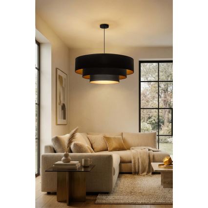 Brilagi - LUNETA Cable Pendant Lamp 3xE27/60W/230V Ø 80 cm Black/Gold