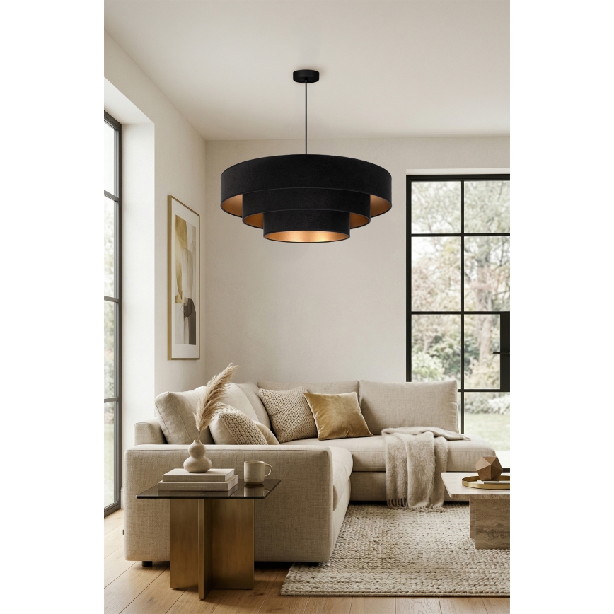 Brilagi - LUNETA Cable Pendant Lamp 3xE27/60W/230V Ø 80 cm Black/Gold