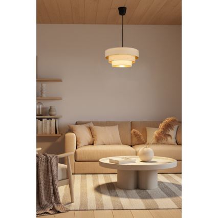 Brilagi - LUNETA Cable Pendant Light 1xE27/60W/230V Ø 40 cm Cream/Gold