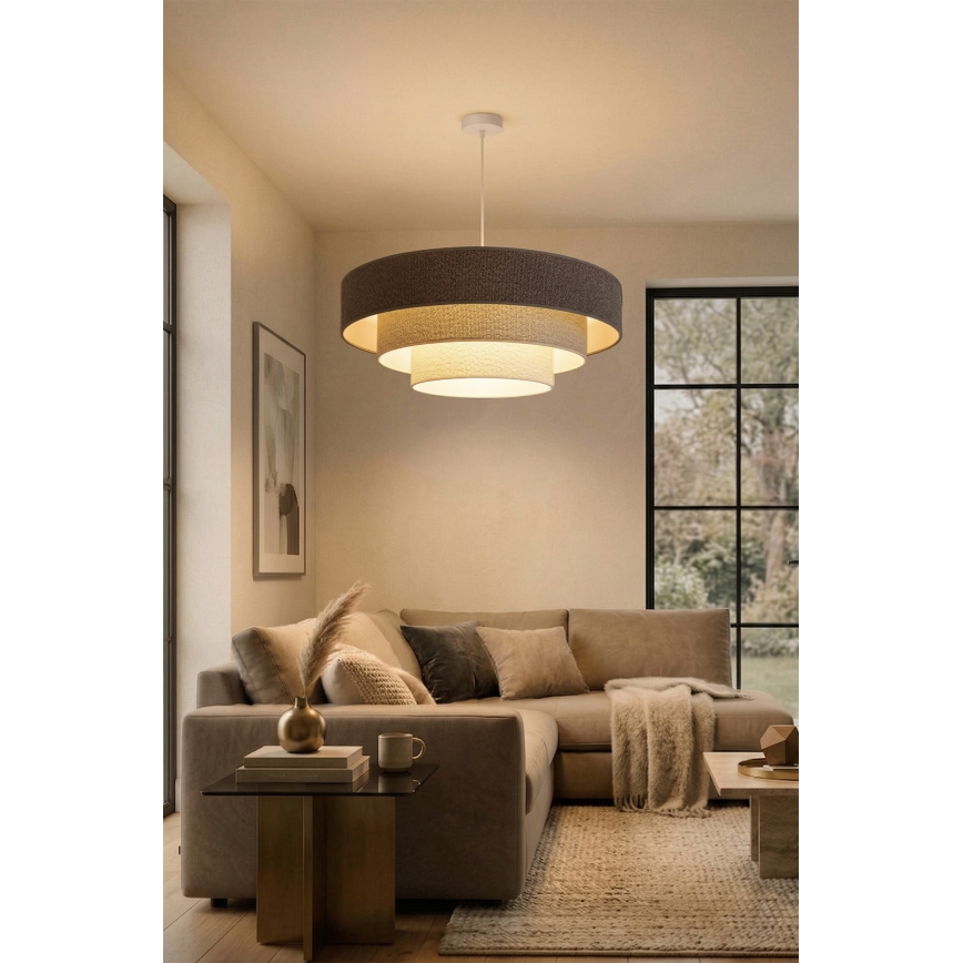 Brilagi - LUNETA Cable Pendant Light, 3xE27/60W/230V, Ø 80 cm, Grey/Cream/White