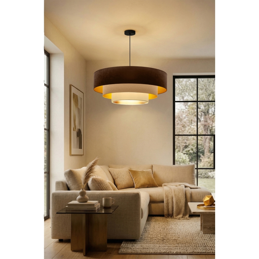 Brilagi - LUNETA cable-suspended pendant lamp, 3xE27/60W/230V, Ø 80 cm, brown/beige/cream