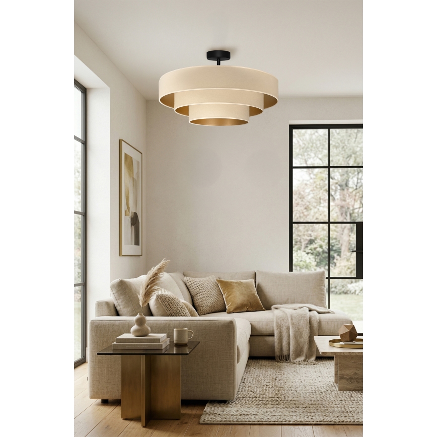 Brilagi - LUNETA Flush-mount Chandelier 3xE27/60W/230V, Ø 80 cm, Cream/Gold
