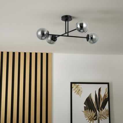 Brilagi - MALIVA Flush-Mount Chandelier 4xE14/15W/230V Black/Smoked