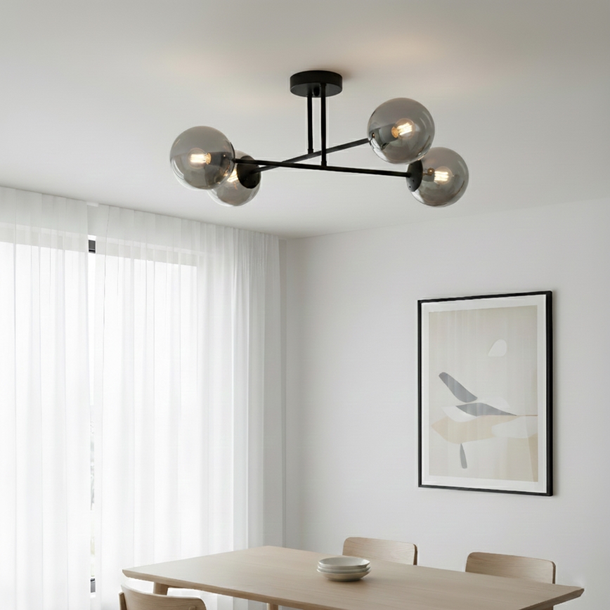 Brilagi - MALIVA Flush-Mount Chandelier 4xE14/15W/230V Black/Smoked