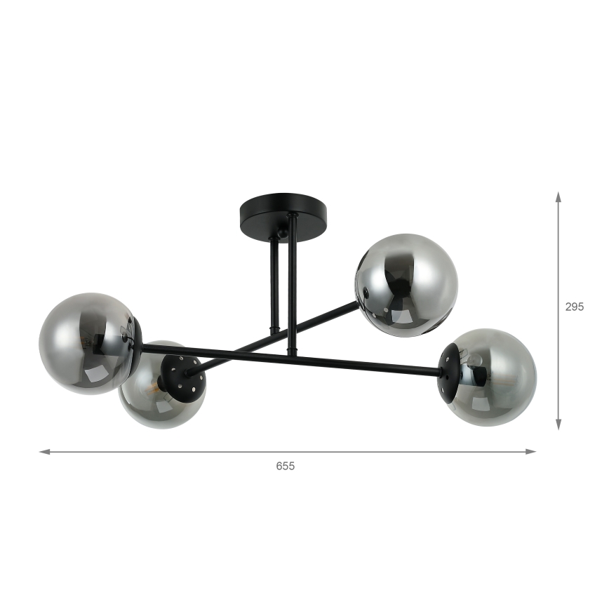 Brilagi - MALIVA Flush-Mount Chandelier 4xE14/15W/230V Black/Smoked