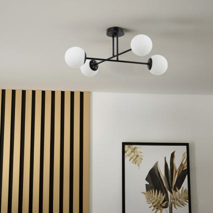 Brilagi - MALIVA Flush-Mount Chandelier 4xE14/15W/230V Black/White