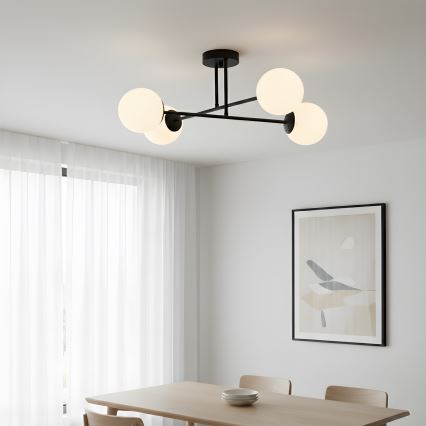 Brilagi - MALIVA Flush-Mount Chandelier 4xE14/15W/230V Black/White