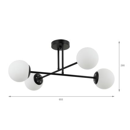 Brilagi - MALIVA Flush-Mount Chandelier 4xE14/15W/230V Black/White