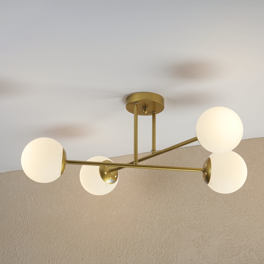 Brilagi - MALIVA Flush-Mount Chandelier 4xE14/15W/230V Gold/White