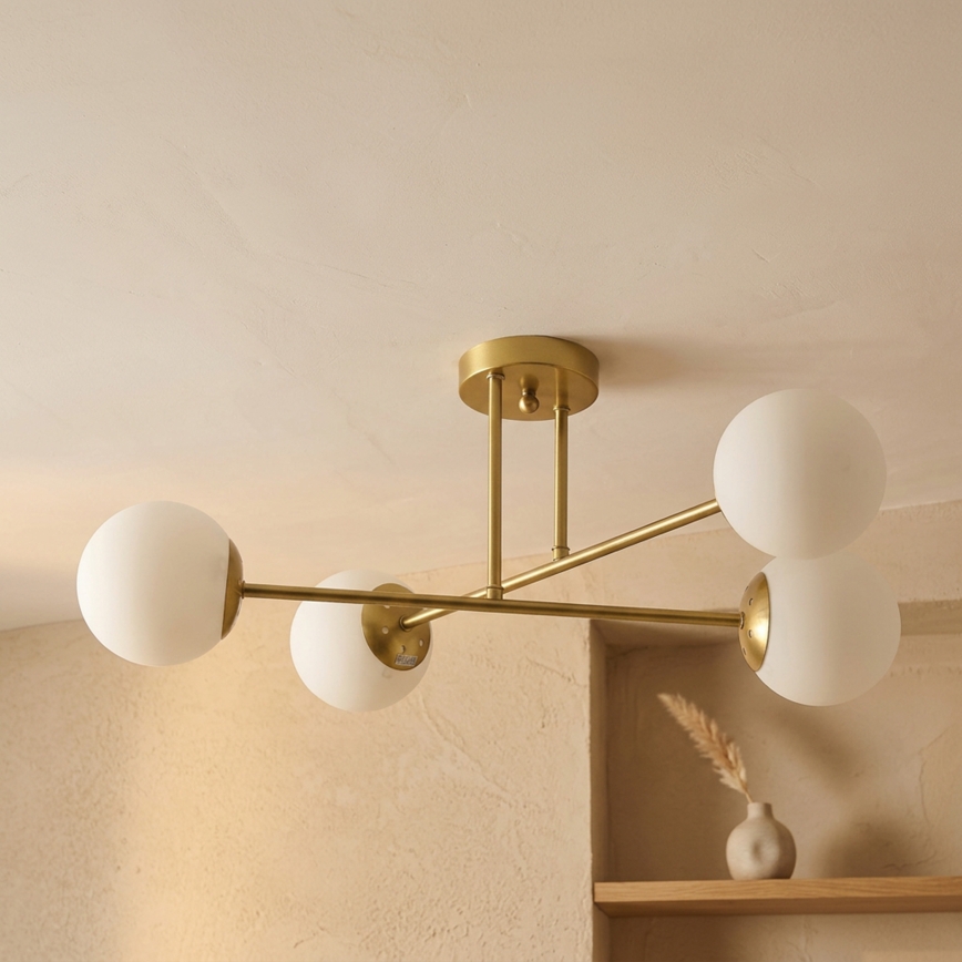 Brilagi - MALIVA Flush-Mount Chandelier 4xE14/15W/230V Gold/White