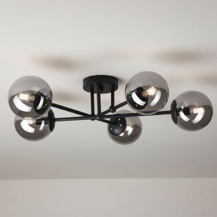 Brilagi - MALIVA Flush-Mount Chandelier 6xE14/15W/230V, Black/Smoked
