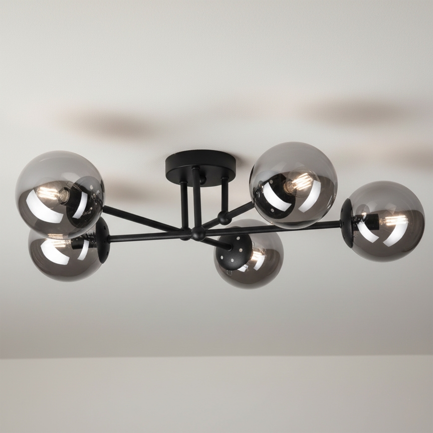 Brilagi - MALIVA Flush-Mount Chandelier 6xE14/15W/230V, Black/Smoked