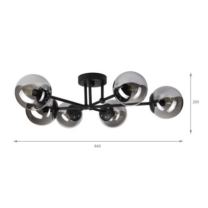 Brilagi - MALIVA Flush-Mount Chandelier 6xE14/15W/230V, Black/Smoked